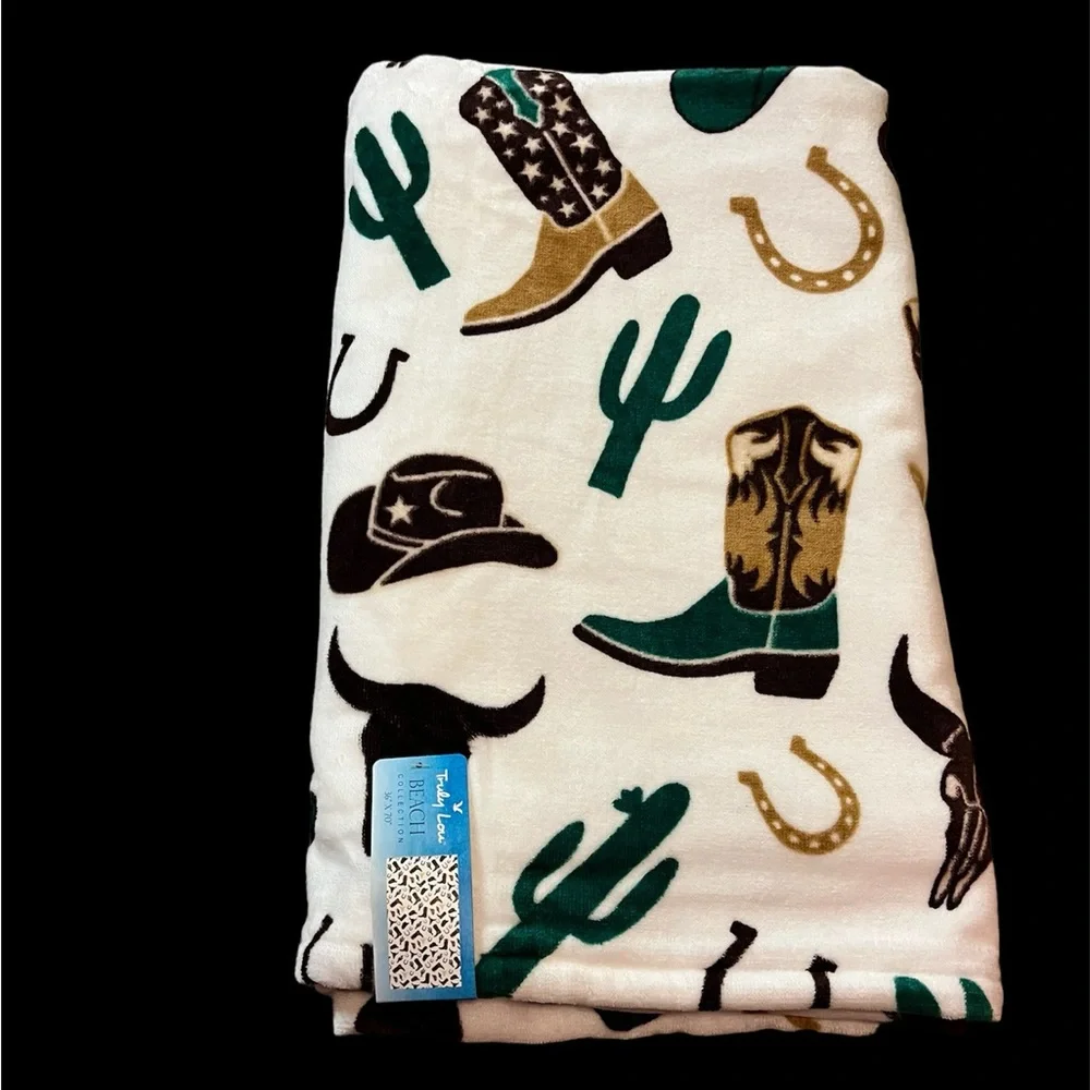 🆕 Truly Lou Western Cowboy Beach Towel Oversized VIRAL